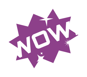 Purple and wight 'wow' logo | Flip Out Australia