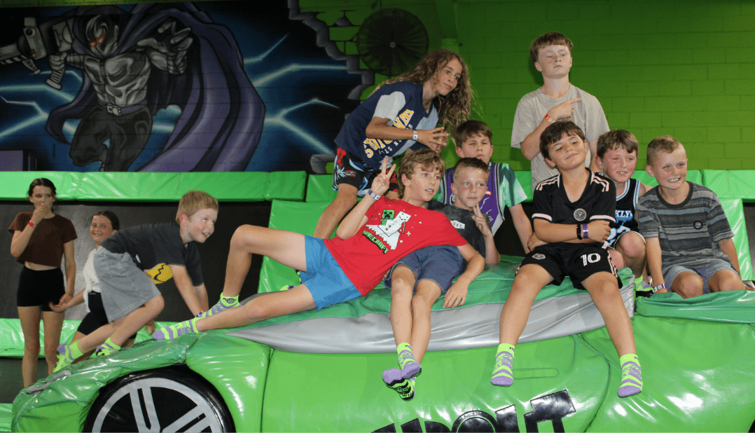 Kids enjoying the indoor trampoline party