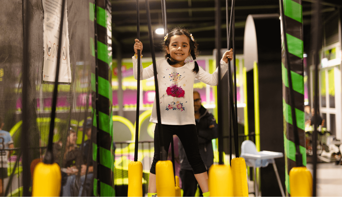 A girl having fun at trampoline park